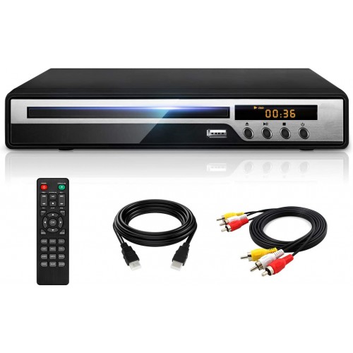 DVD Player, HDMI AV Output, All Region Free CD DVD Players for TV, DVD  Players with NTSC/PAL System, Supports Mics & USB Input, Package Includes